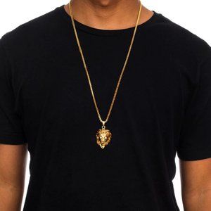 Mens Leo Gold Chain Pendant INCLUDED | July 23 - August 22 is LEO SEASON